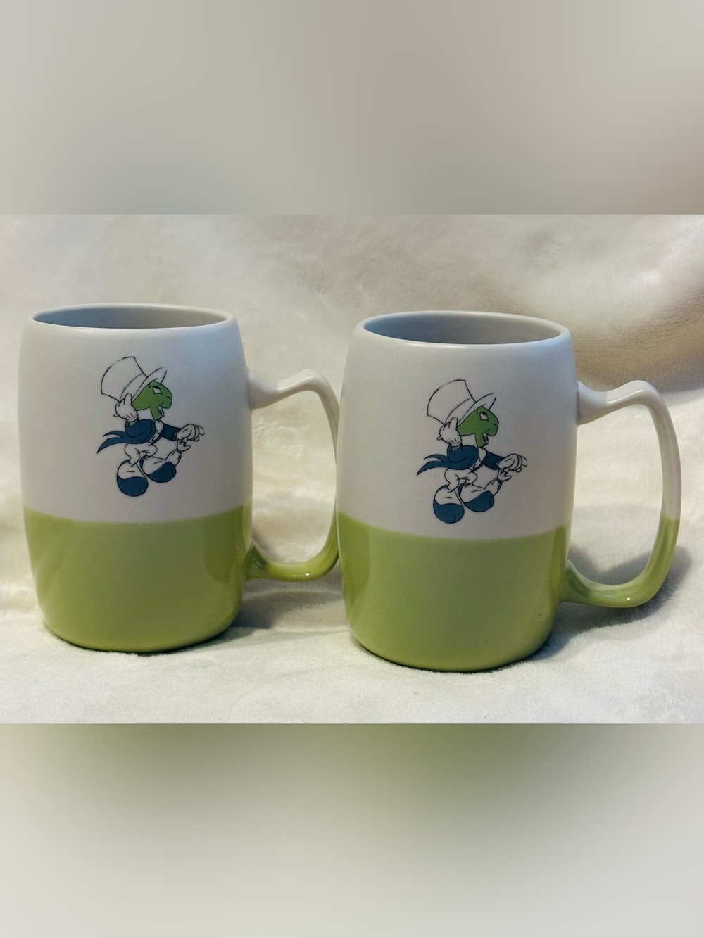 Disney Store Jiminy Cricket Dip-Glaze Sketch Mug Pinocchio Set Of 2 Vintage